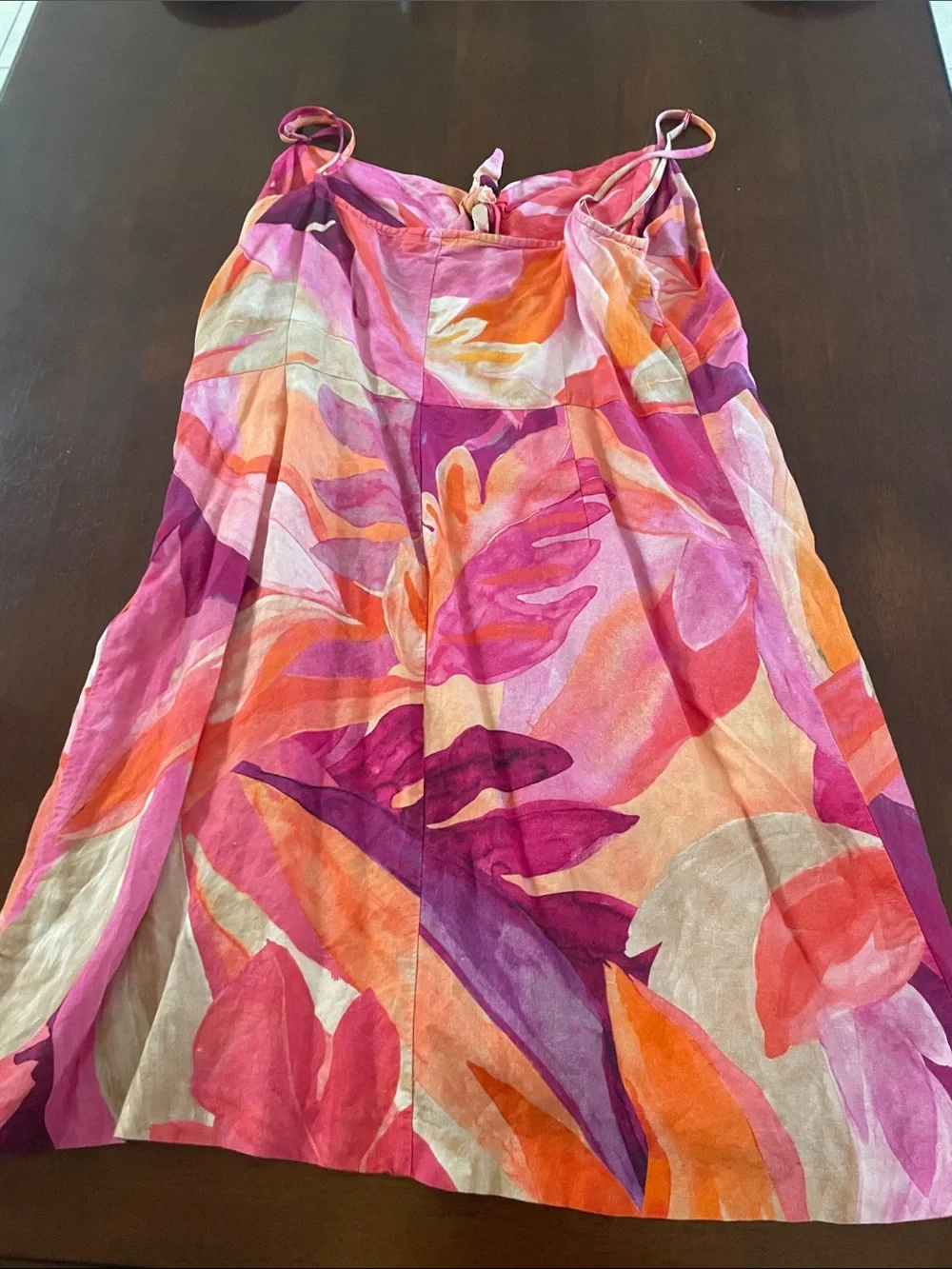 H&M Pink Orange Purple Tropical-Print Midi Skirt